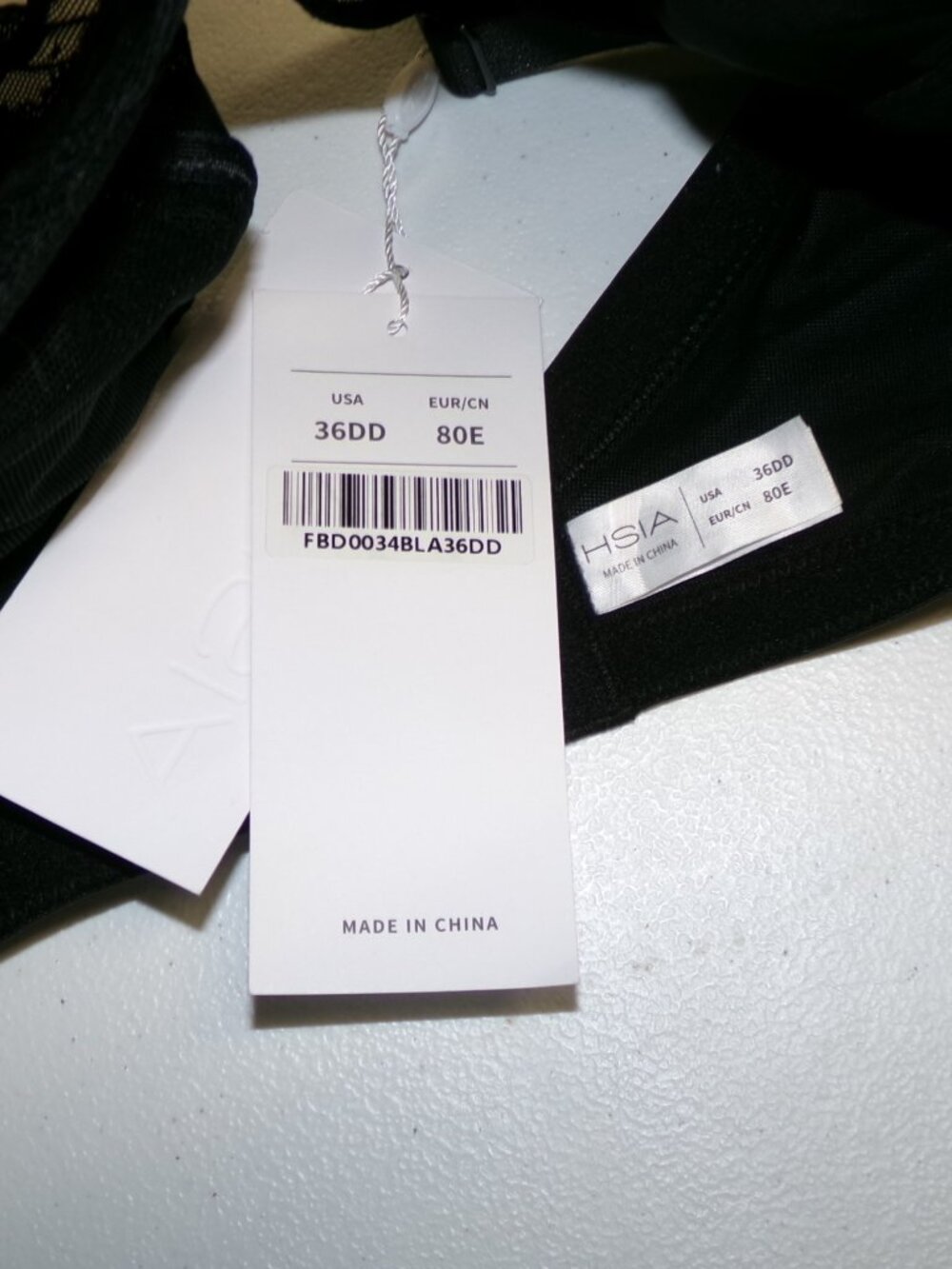 NWT HSIA Sheer Black Lace Underwire Full Figure Bra sz 36DD 36 DD - Picture 3 of 3